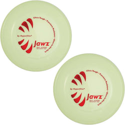 Hyperflite Jawz Glow-In-The-Dark 2 Pack Competition Dog Disc 8.75 Inch, Worlds Toughest, Best Flying, Puncture Resistant, Dog Frisbee, Not a Toy Competition Grade, Outdoor Flying Disc Training