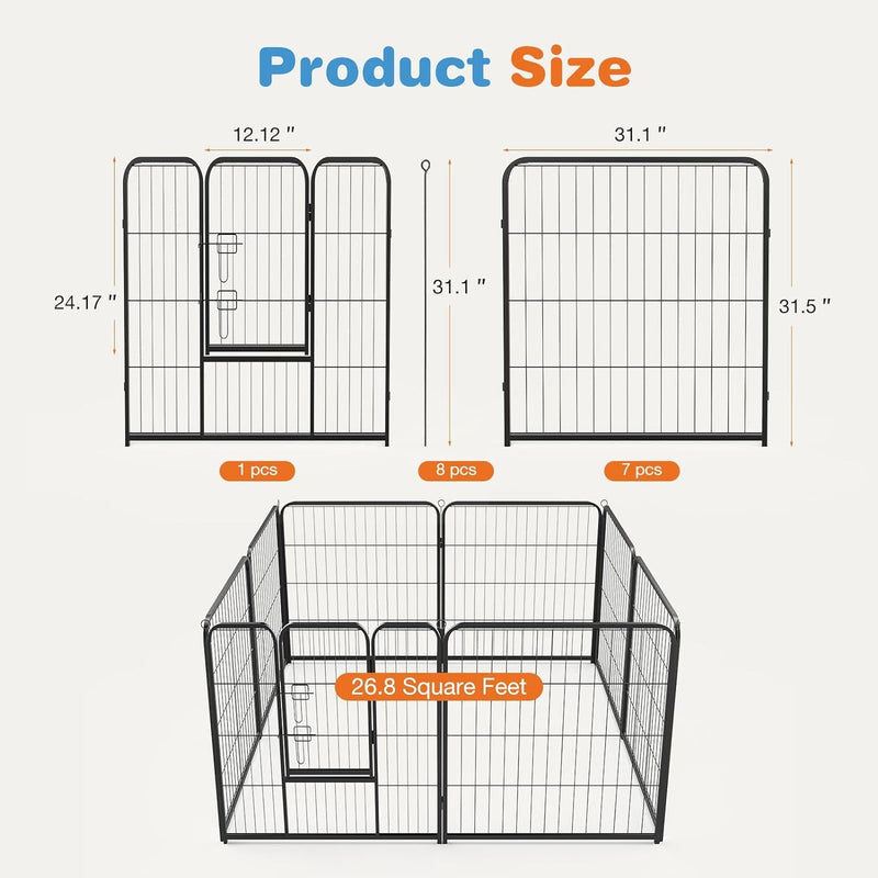 Sweetcrispy Indoor Dog Playpen - 8 Panel Puppy Fence