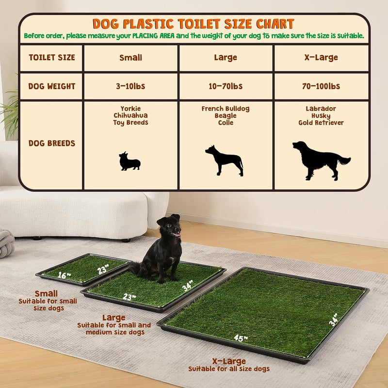 Hq4Us Dog Grass Pad with Tray Large Dog Litter Box Toilet 34”×23”, 2×Artificial Grass for Dogs,Pee Pad, Realistic, Bite Resistance Turf, Less Stink, Potty for Balcony,