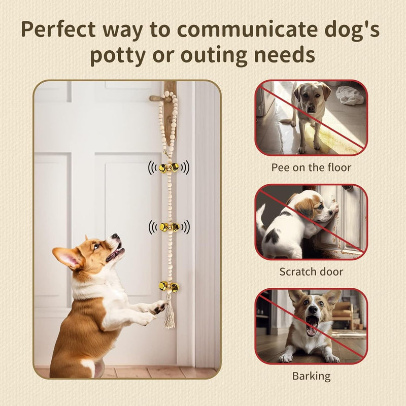 Potty Training Dog Doorbell - Adjustable Wooden Beads 2 Pack for Small Medium Large Dogs