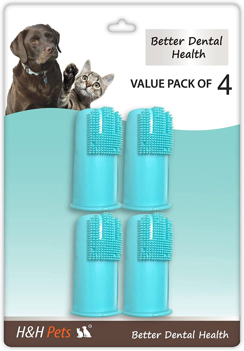 H&H Pets Dog Toothbrushes and Toothpaste Best Professional Cat & Dog Finger Tooth Brush, Dog Brush Set, Perfect for Dogs and Cats, Dog Supplies - Size Small 4 Count 3.5 Oz Toothpaste (100G)
