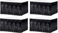 4 Pack 29x108 Inch Metallic Foil Fringe Tinsel Table Skirts for Rectangle Tables Streamer Curtains Backdrop for Wedding, Birthday, Parade Floats, Christmas Decorations Party Supplies(Black) Black