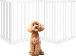 Foldable Freestanding Dog Gate Playpen for Small to Medium Dogs - 4 Panel 756 Indoor Plastic Fence for Stairs Doorways and Hallways