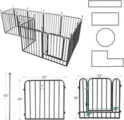 40 Dog Fence Puppy Playpen IndoorOutdoor Heavy Duty 12-Panel Pet Pen