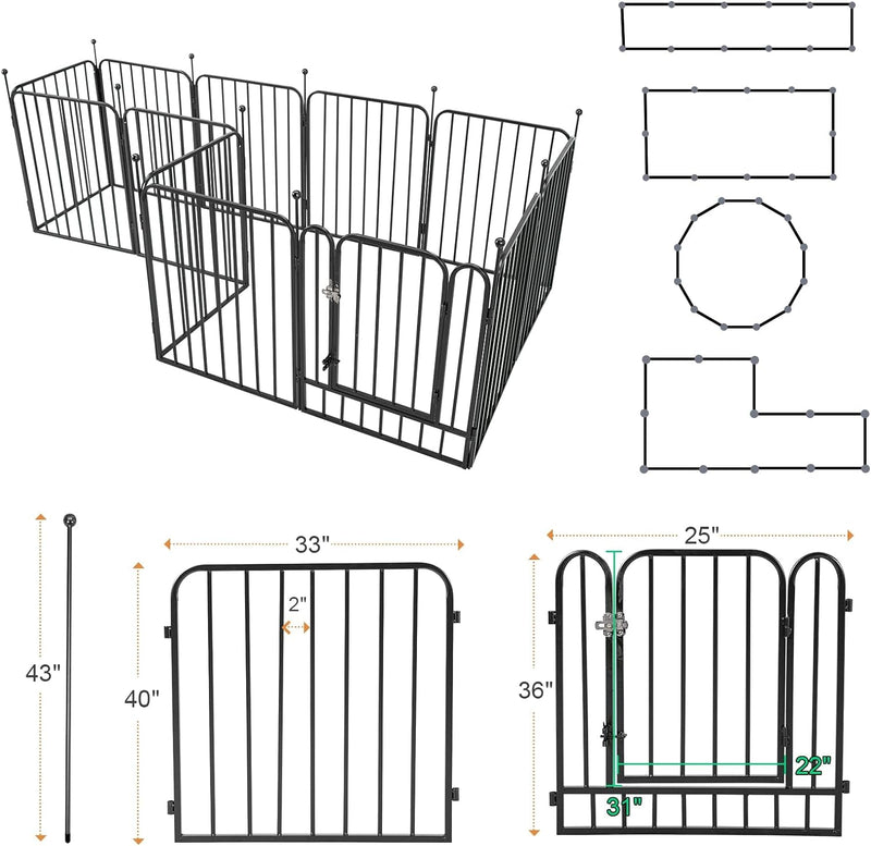 40 Dog Fence Puppy Playpen IndoorOutdoor Heavy Duty 12-Panel Pet Pen