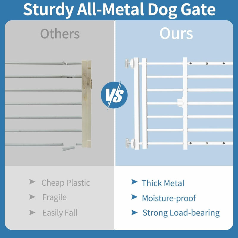 Metal Short Dog Gate - Expandable  Adjustable Pressure-Mounted Small-Dog Gate for Stairs  Doorways