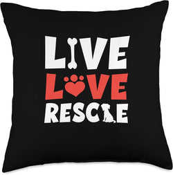 Live Love Rescue Throw Pillow - 16X16 Multicolor Pillow for Dog and Cat Lovers