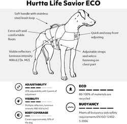 Hurtta ECO Life Savior Dog Life Jacket - Peacock 60-80 Lb