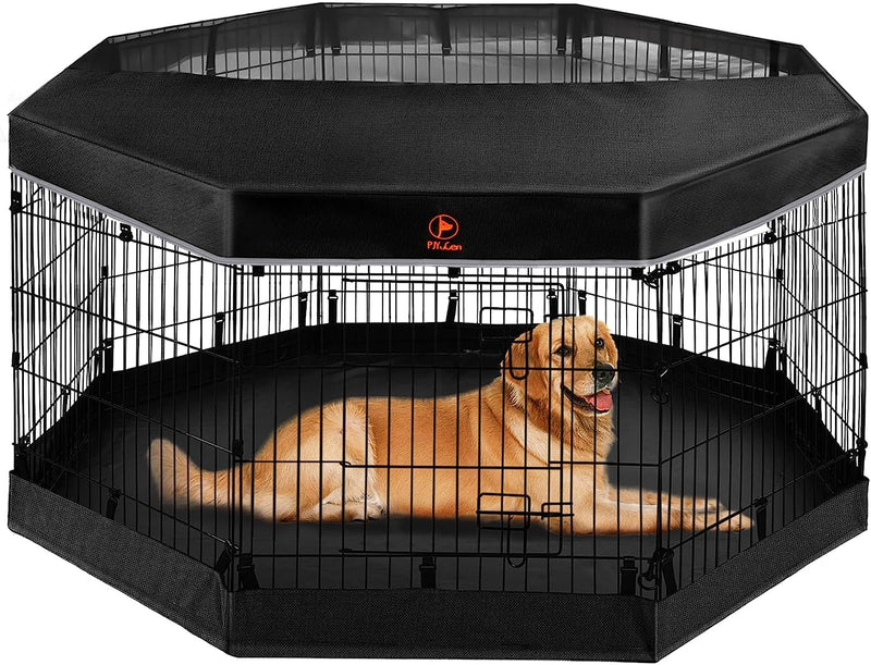 Metal Dog Playpen with Cover  Bottom Pad - 8 Panels 30H - SmallMedium Pets