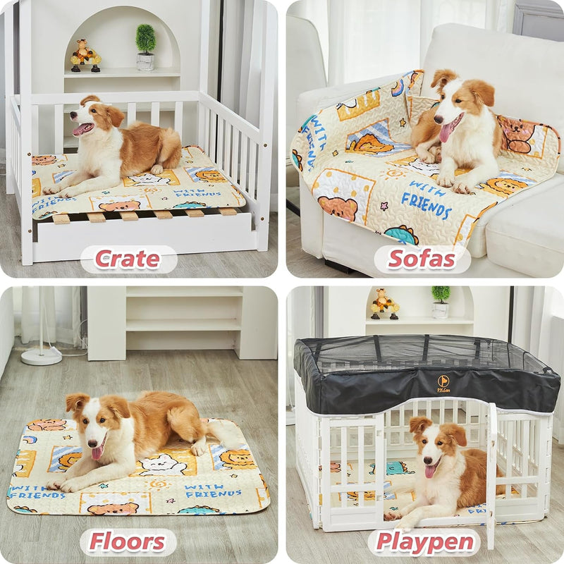 Square Dog Playpen Mat - Machine Washable Non-Slip IndoorOutdoor - 36 Inch Wide