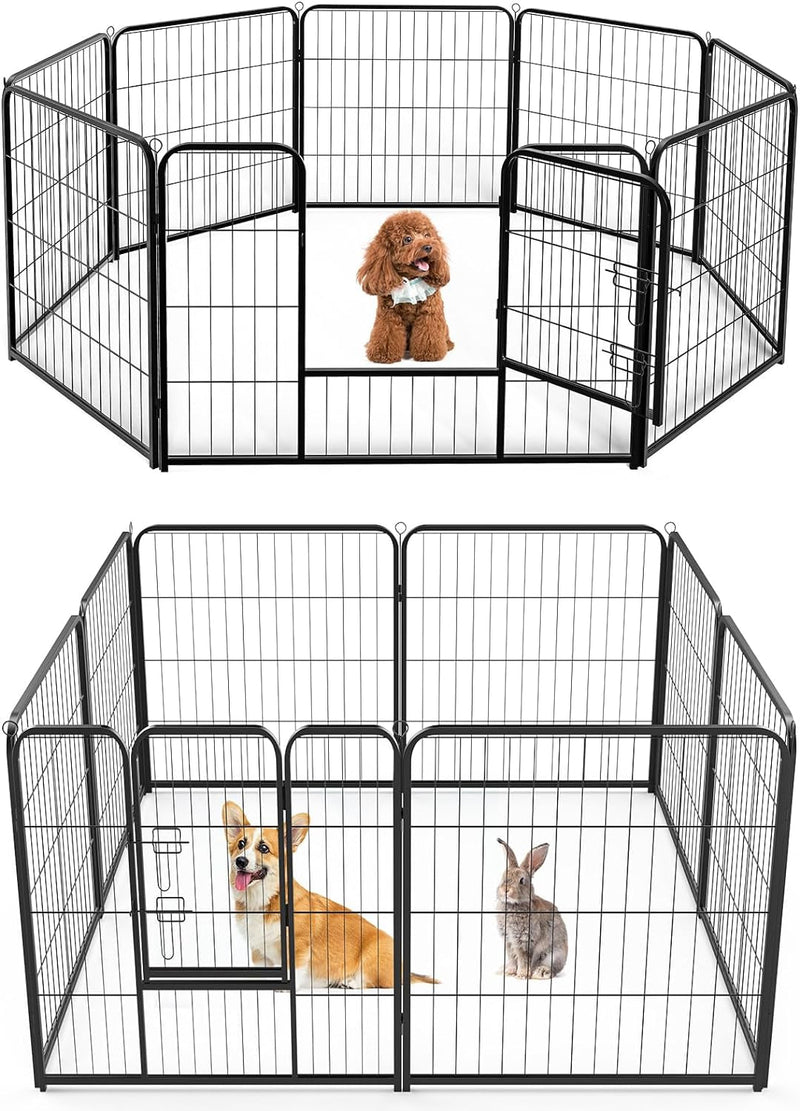 DUMOS Dog Indoor Playpen - 16 Panel 40 Metal Exercise Fence with Door for SmallMediumLarge Dogs OutdoorGardenYardRV Camping