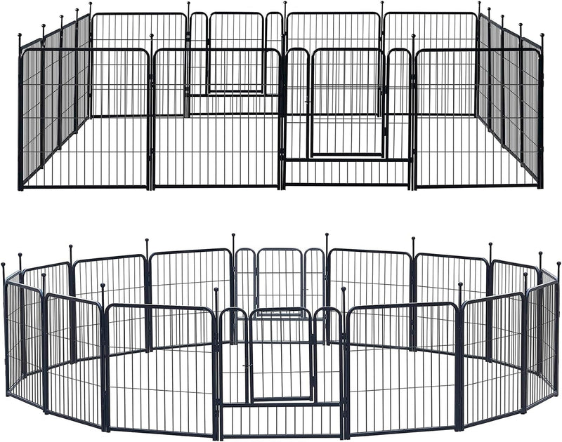 Portable Metal Pet Playpen - IndoorOutdoor Exercise Fence for Dogs - 16 Panels 32 Inch - Jet Black