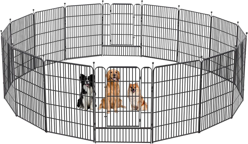 Metal Dog Playpen 8 Panel Exercise Pen for SmallMedium Dogs - 32 Height Door OutdoorIndoor Black