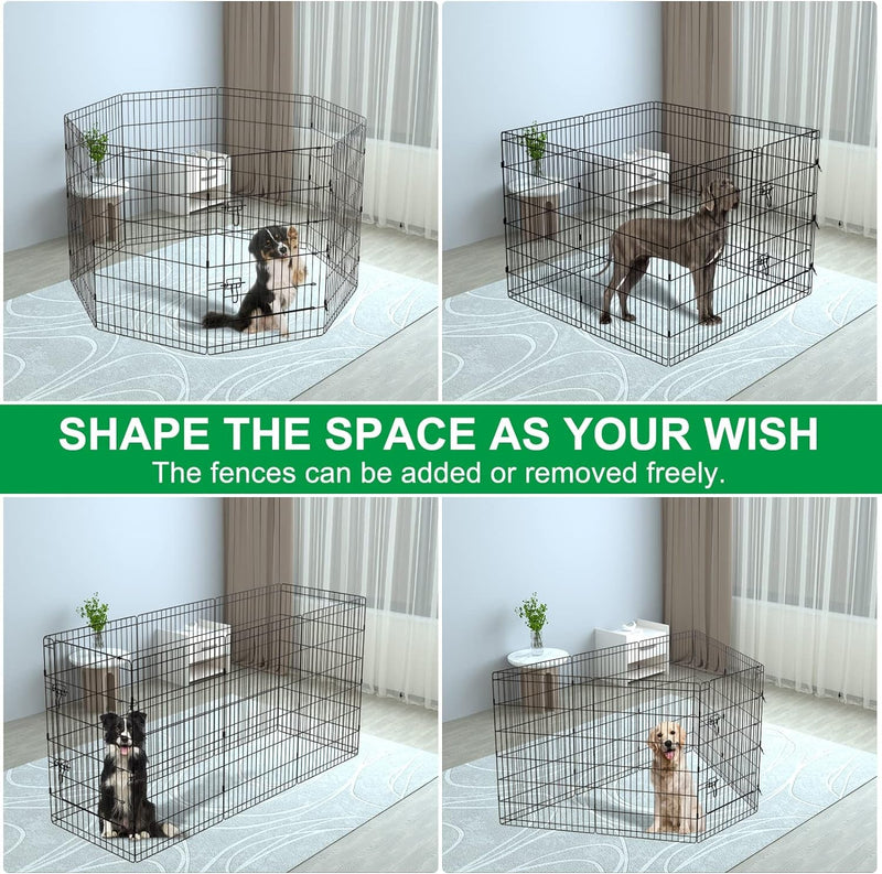 Foldable Pet Playpen with 8 Panels - 36 Inch Dog Exercise Fence for Medium Animals - IndoorOutdoor Kennel