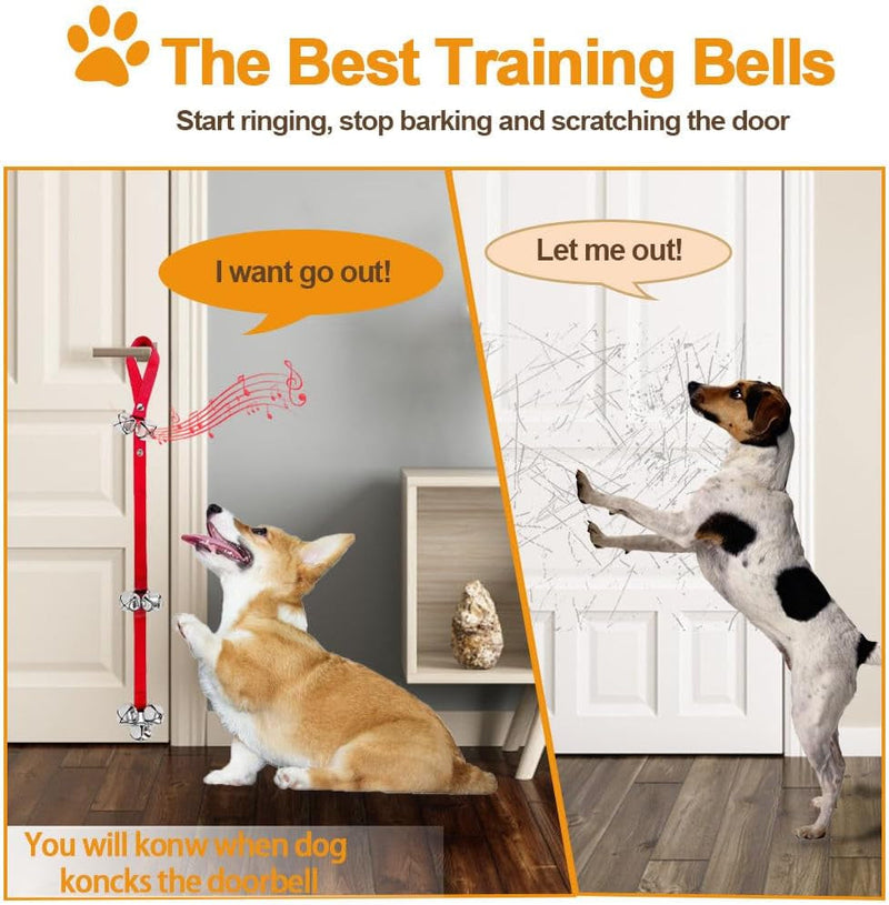 2 Pack Dog Bells - Red Puppy Training Doorbell for Dogs to Ring to Go Outside