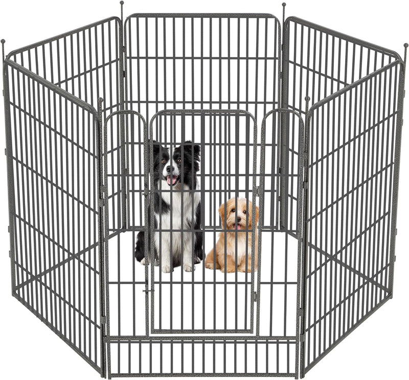 Metal Dog Playpen 8 Panel Exercise Pen for SmallMedium Dogs - 32 Height Door OutdoorIndoor Black