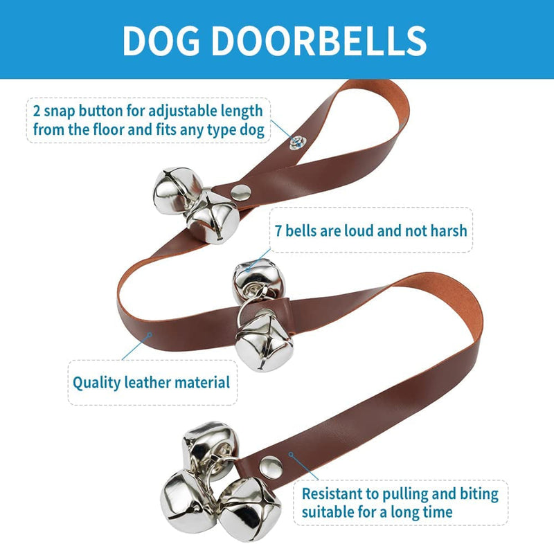 Leather Dog Doorbells for Training and Communication - Brown