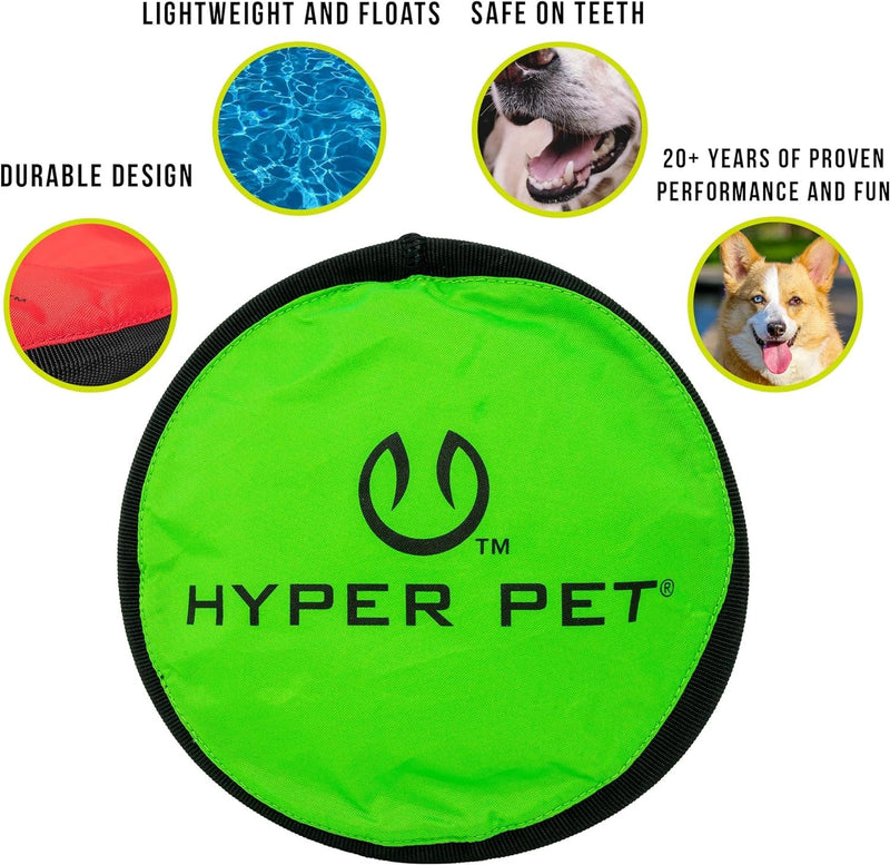 Hyper Pet Flippy Flopper 9" Flying Disc Soft Dog Toy, Floats in Water & Safe on Teeth, for All Breeds, Pack of 2 (Colors May Vary)