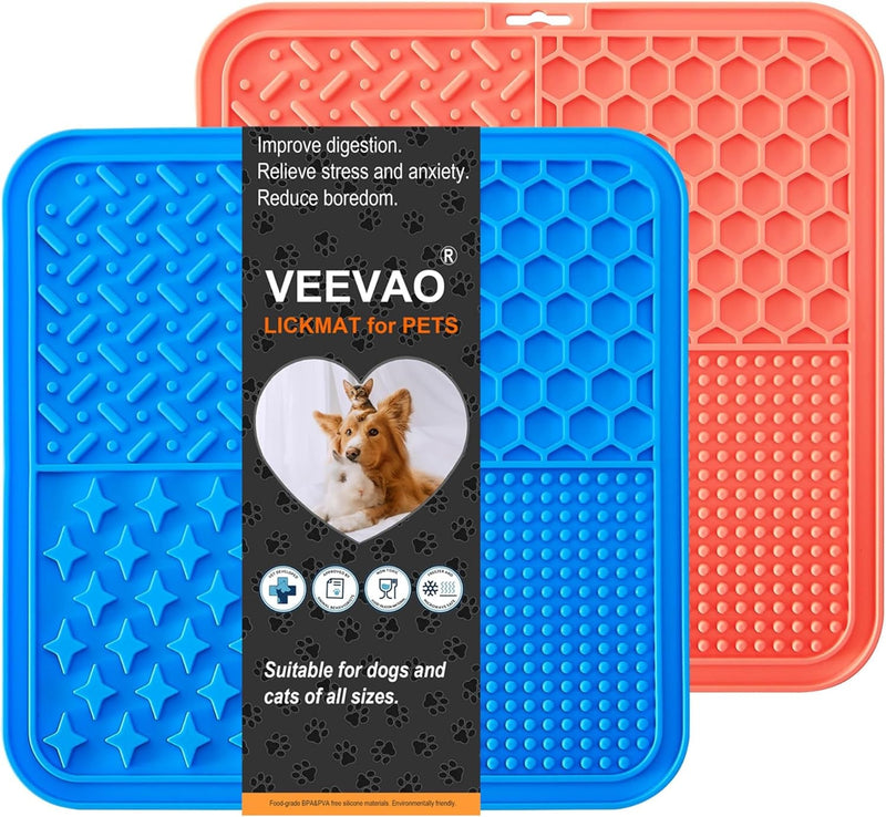 XL Dog Lick Mat - Silicone Suction Cups Peanut Butter Flavor Blue