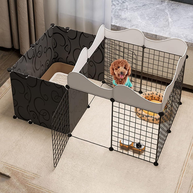 charsPet Playpen - Indoor Small Animal Exercise Pen with Door and Metal Wire Fence