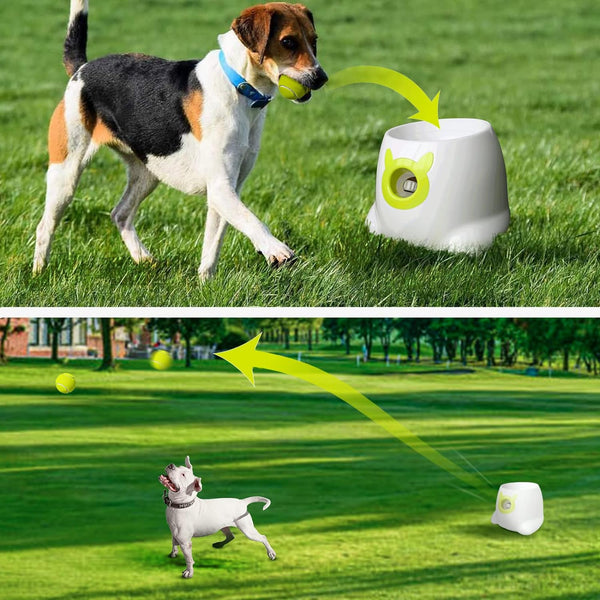 YEEGO DIRECT Automatic Ball Launcher for Dogs, Dog Ball Launcher, Dog Ball Thrower Launcher, Interactive Dog Toy Indoor/Outdoor Pet Ball Launcher Machine with 2 Pinballs and 9 Tennis Balls
