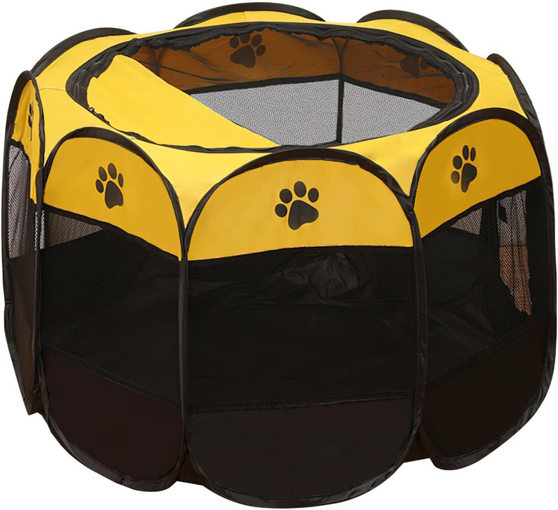 Folding Cat Playpen - Outdoor Tent with Zipper Top Cover for Kittens and Puppies Blue Small