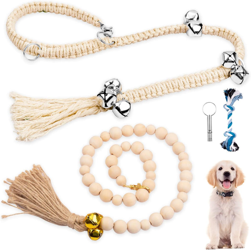 Handwoven Dog Doorbell for Potty Training and Outside Access - Cotton Rope with Copper Bells