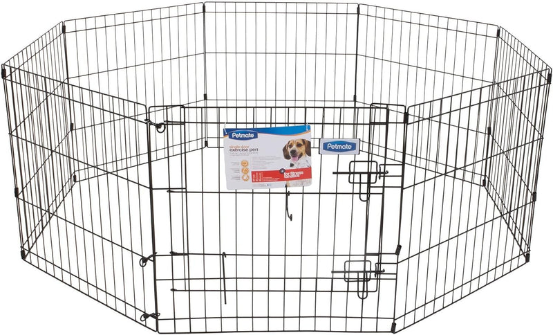 Petmate 8-Panel Exercise Pen with Step-Through Door - 30x24 Black