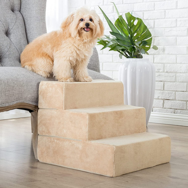 ZINUS Foam Pet Stairs Ramp - Large Beige Cat Dog 22in