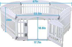 Pet Playpen for Dogs - IndoorOutdoor Heavy Duty Exercise Pen for Small Pets - Folding 6 Panel Fence White