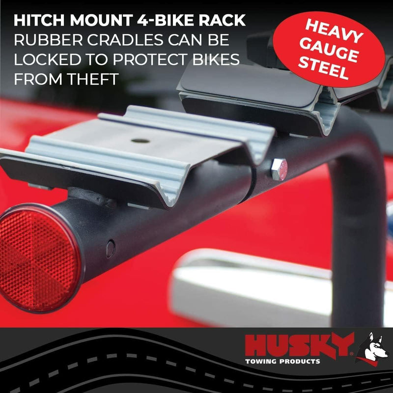 Husky 4-Bike Hitch Mount Rack Black