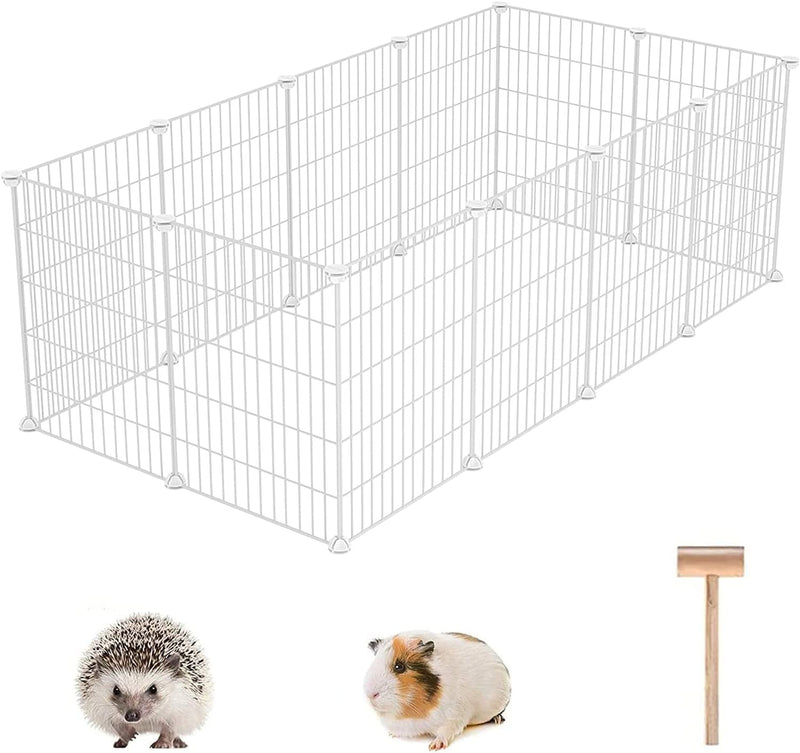 CAHOME Pet Playpen - Guinea Pig  Puppy Exercise Cage 12 Panel Grid Fence Portable Indoor Metal Yard - Black