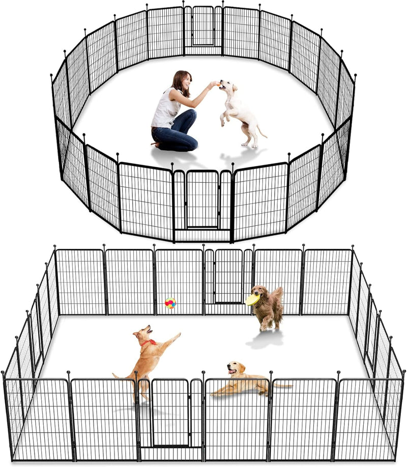 Heavy Duty Outdoor Dog Playpen with Gates - Metal Foldable 8 Panel Fence for LargeMediumSmall Pets - Portable and Ideal for RV Camping and Yard Use