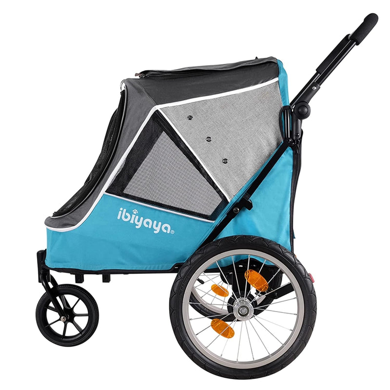 Ibiyaya 2-In-1 Pet Bike TrailerJoggerStroller for MediumLarge Dogs Ocean Blue