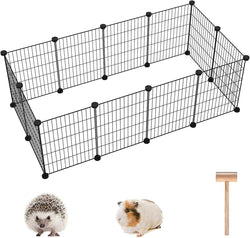 CAHOME Pet Playpen - Guinea Pig  Puppy Exercise Cage 12 Panel Grid Fence Portable Indoor Metal Yard - Black