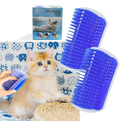 Yuntop 2 Pack Softer Self Groomer with Catnip Wall Corner Massage Comb Scratcher Grooming Brush Tool for Long & Short Fur Kitten Cats Dogs