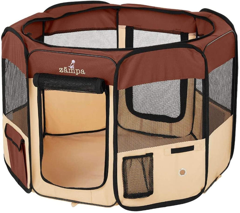 Zampa Portable Dog Playpen - Large 61x61x30 - IndoorOutdoor - Foldable  Travel-Friendly