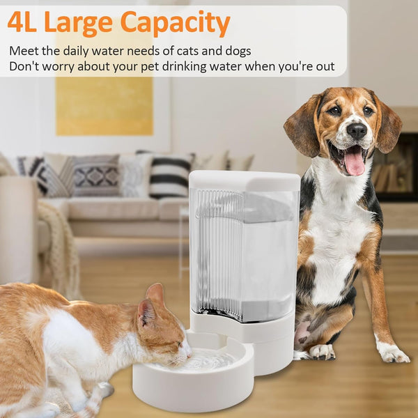 Gravity Pet Water Dispenser 4L Self-Watering Bowl for Cats  Dogs No Electricity Required
