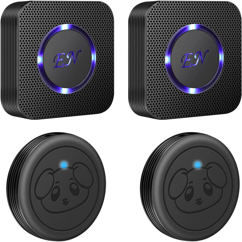 Waterproof Wireless Dog Doorbell - 2 Receivers - Black