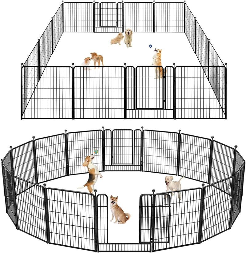 Heavy Duty Outdoor Dog Playpen with Gates - Metal Foldable 8 Panel Fence for LargeMediumSmall Pets - Portable and Ideal for RV Camping and Yard Use