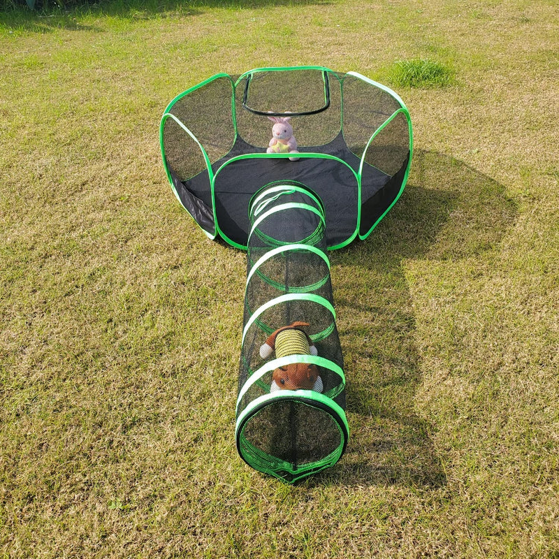 Small Animal Playpen with Toy Tunnel Top Cover - Ideal for Cats Bunnies Hamsters and Hedgehogs