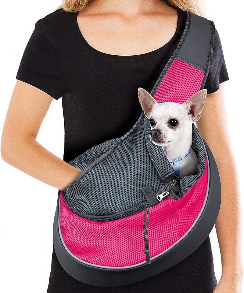 WOYYHO Pet Dog Sling Carrier - Adjustable Strap Zipper Opening for Small Dogs - Black