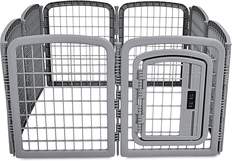 Amazon Basics 8-Panel Octagonal Pet Pen with Gate Grey - 59x58x28