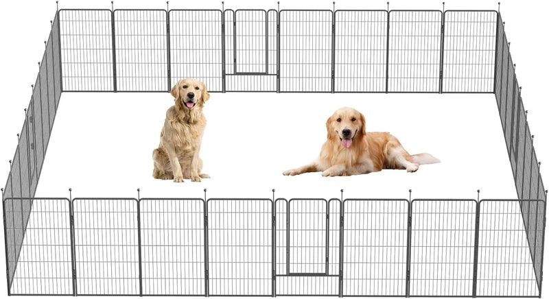 32-Inch Heavy Duty Dog Playpen - IndoorOutdoor 8 Panels - SilverGray