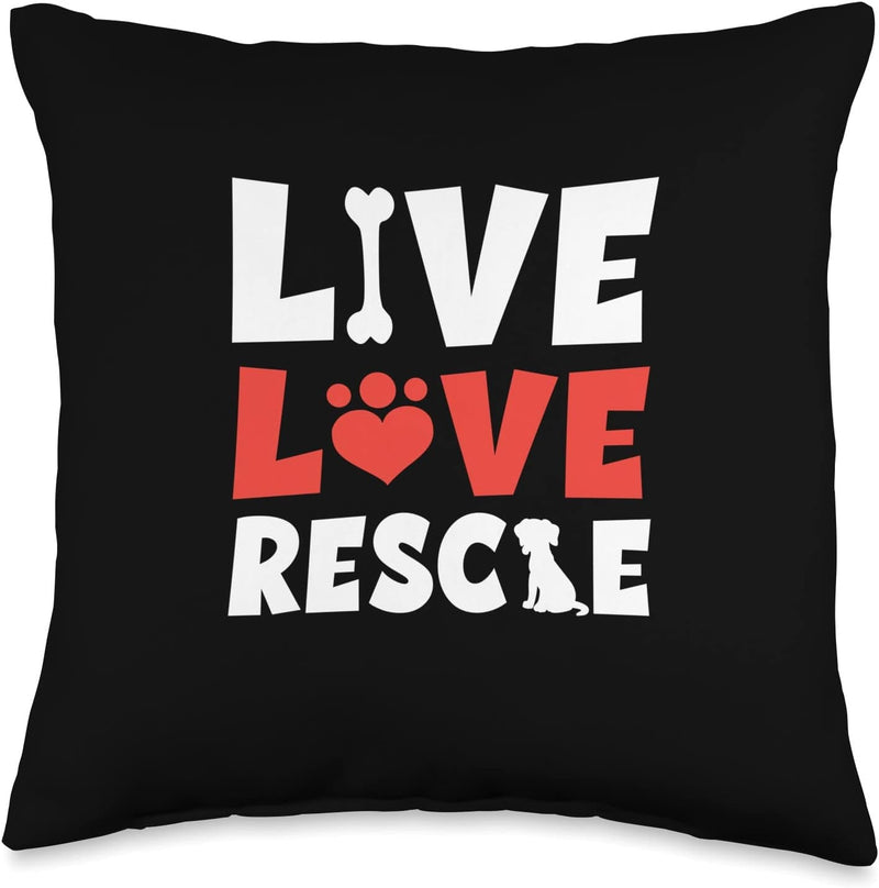 Live Love Rescue Throw Pillow - 16X16 Multicolor Pillow for Dog and Cat Lovers