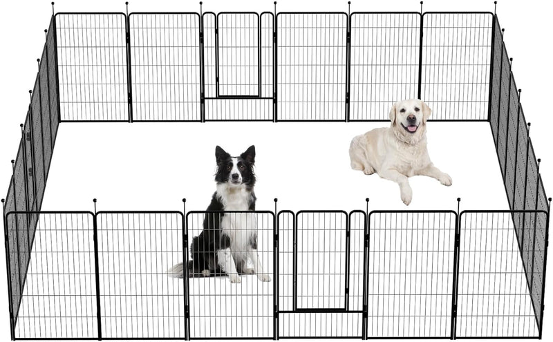 Portable Metal Pet Playpen - IndoorOutdoor Exercise Fence for Dogs - 16 Panels 32 Inch - Jet Black