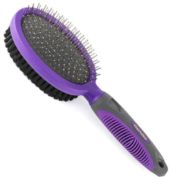 Hertzko Bristle Brush for Dogs and Cats with Long or Short Hair - Dense Bristles Remove Loose Hair from Top Coat, Removes Tangles, Dander, Dust, Trapped Dirt and Dead Undercoat (Single Sided)