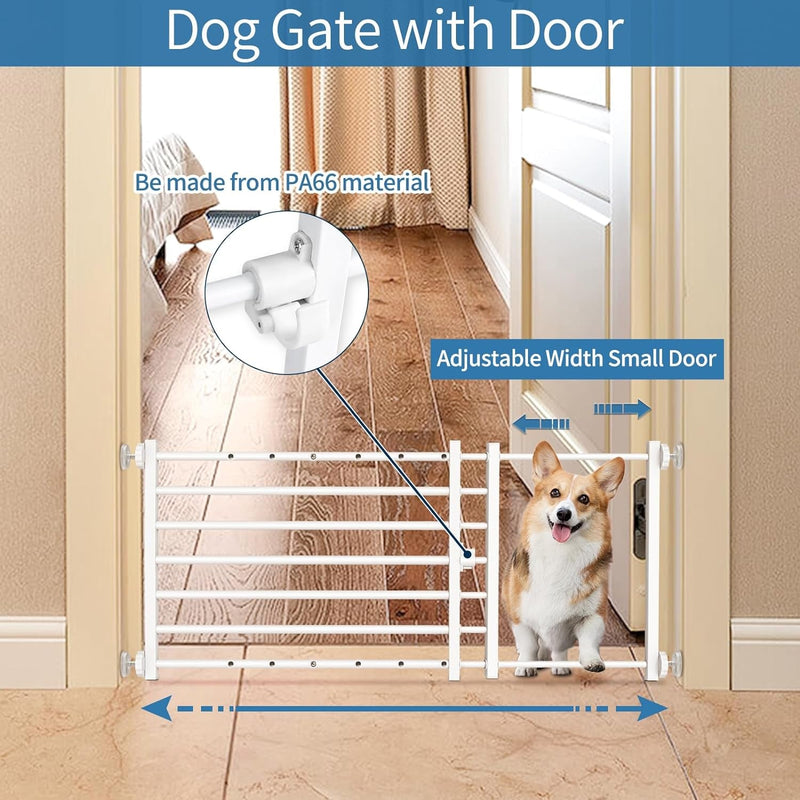 Metal Short Dog Gate - Expandable  Adjustable Pressure-Mounted Small-Dog Gate for Stairs  Doorways