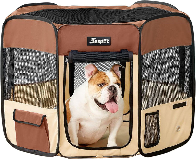 JESPET 36 Portable Dog Playpen - Soft Kennel for Pets with Carry Bag Shale Green