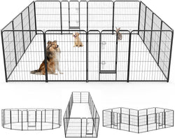 DUMOS Dog Indoor Playpen - 16 Panel 40 Metal Exercise Fence with Door for SmallMediumLarge Dogs OutdoorGardenYardRV Camping